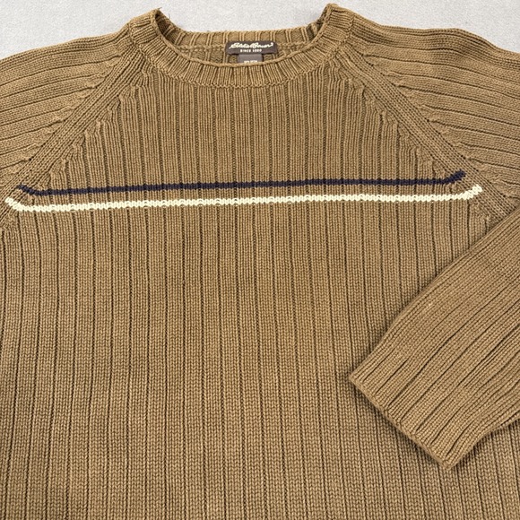 sweater Eddie Bauer mens xxxl Crew Neck Pullover KHAKI GRN 100% Cotton Heavy - Picture 2 of 9